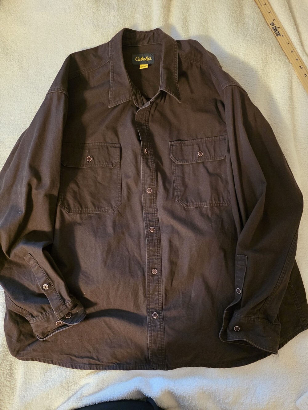 Cabela's Stonewashed Canvas Button-Front Shirt Brown 3XL